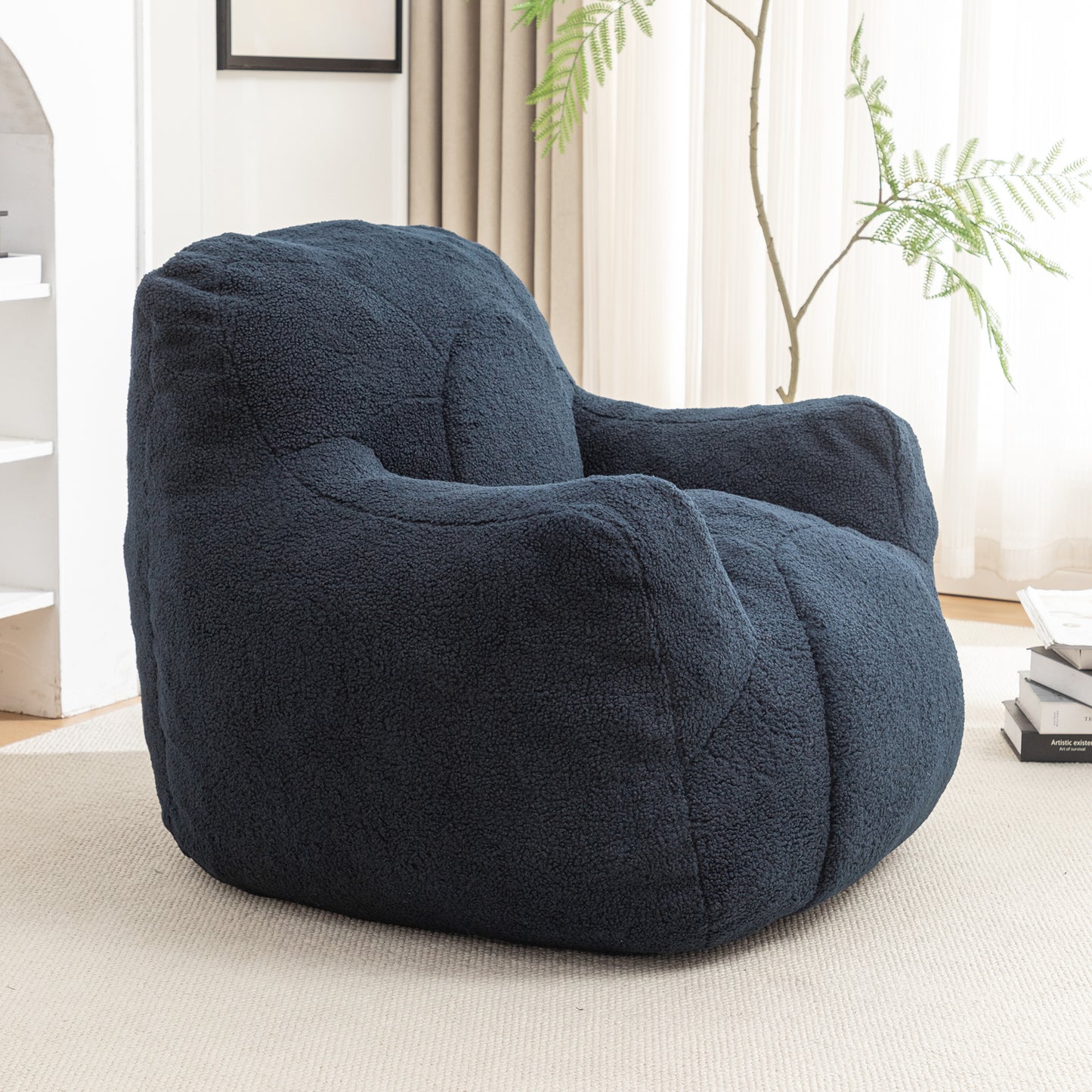 Bean Bag Chair with Filler, Bean Bag Sofa with Tufted Soft Stuffed Filling, Fluffy and Lazy Sofa, Comfy Cozy BeanBag Chairs with Memory Foam for Dorm, Apartment, Living Room