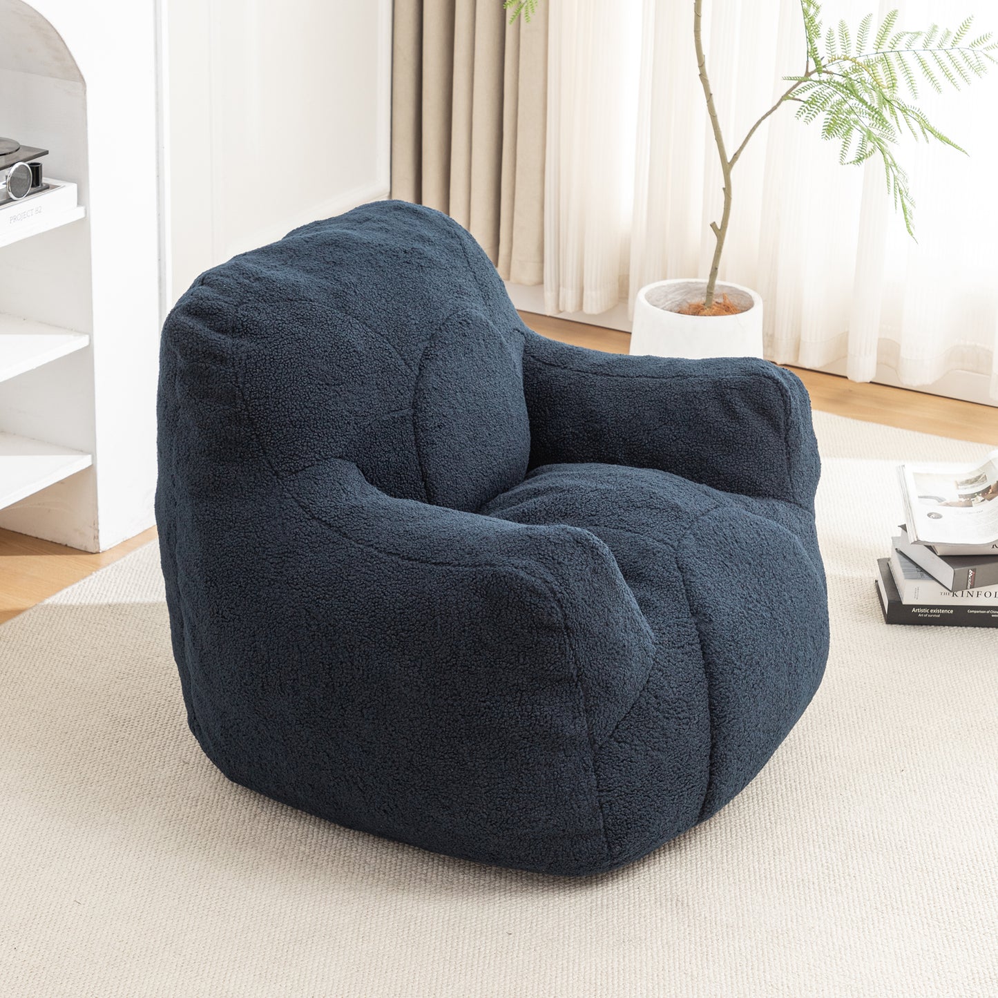 Bean Bag Chair with Filler, Bean Bag Sofa with Tufted Soft Stuffed Filling, Fluffy and Lazy Sofa, Comfy Cozy BeanBag Chairs with Memory Foam for Dorm, Apartment, Living Room