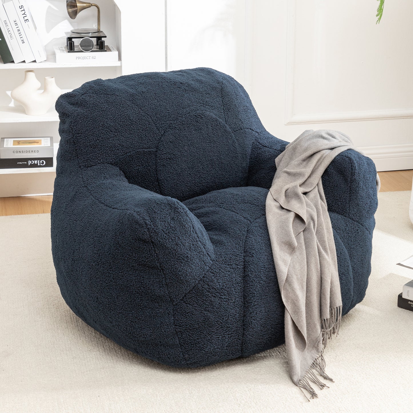 Bean Bag Chair with Filler, Bean Bag Sofa with Tufted Soft Stuffed Filling, Fluffy and Lazy Sofa, Comfy Cozy BeanBag Chairs with Memory Foam for Dorm, Apartment, Living Room