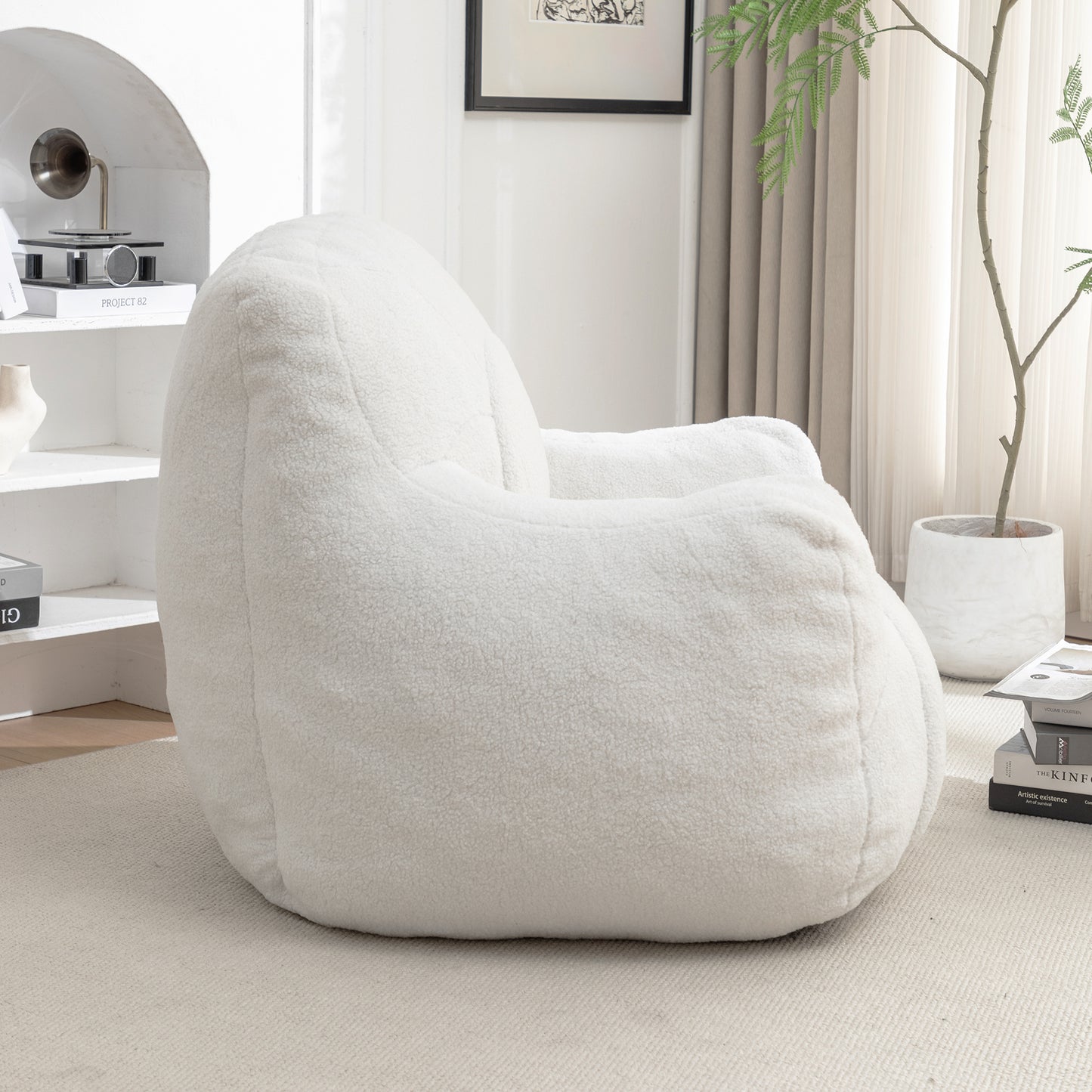 Bean Bag Chair with Filler, Bean Bag Sofa with Tufted Soft Stuffed Filling, Fluffy and Lazy Sofa, Comfy Cozy BeanBag Chairs with Memory Foam for Dorm, Apartment, Living Room