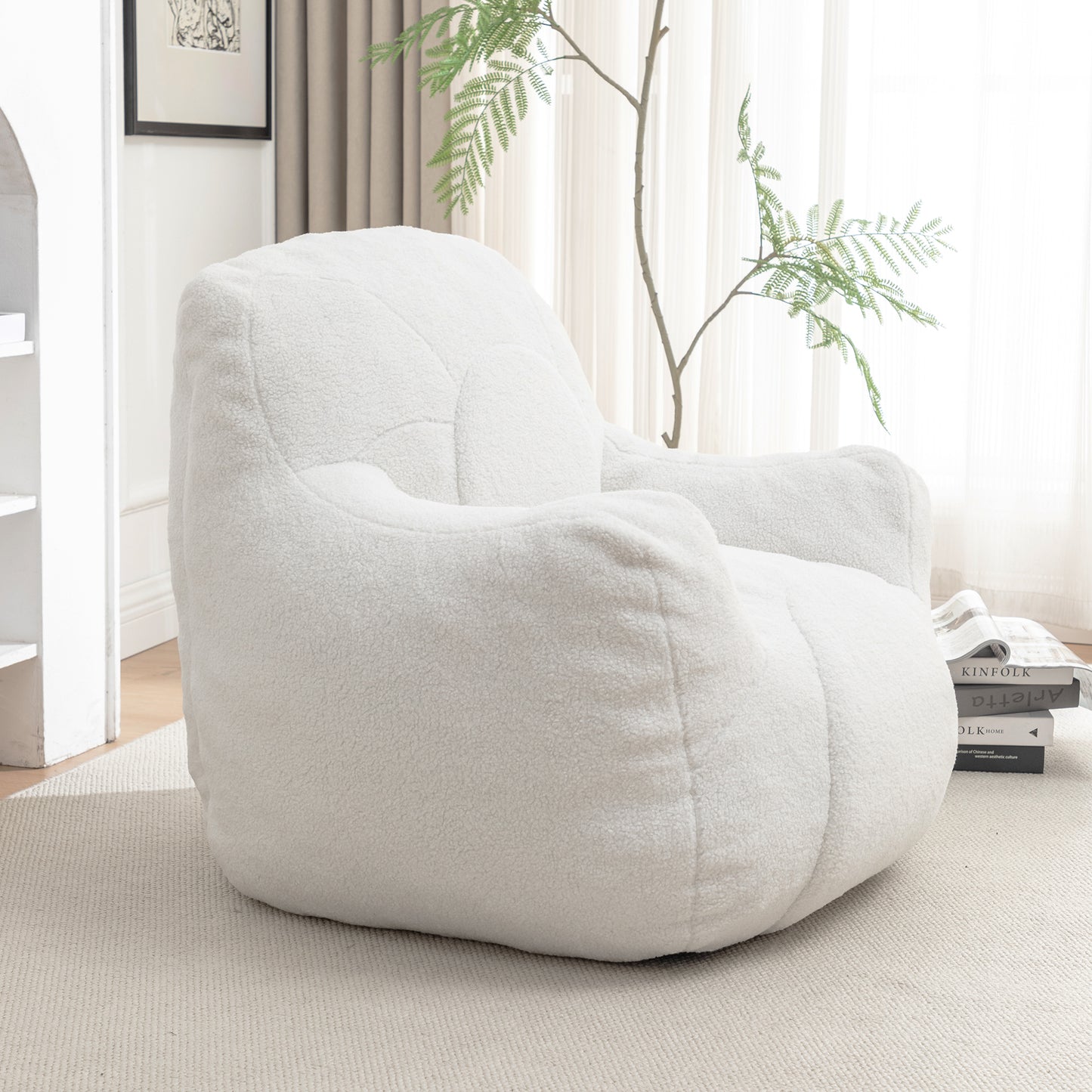 Bean Bag Chair with Filler, Bean Bag Sofa with Tufted Soft Stuffed Filling, Fluffy and Lazy Sofa, Comfy Cozy BeanBag Chairs with Memory Foam for Dorm, Apartment, Living Room