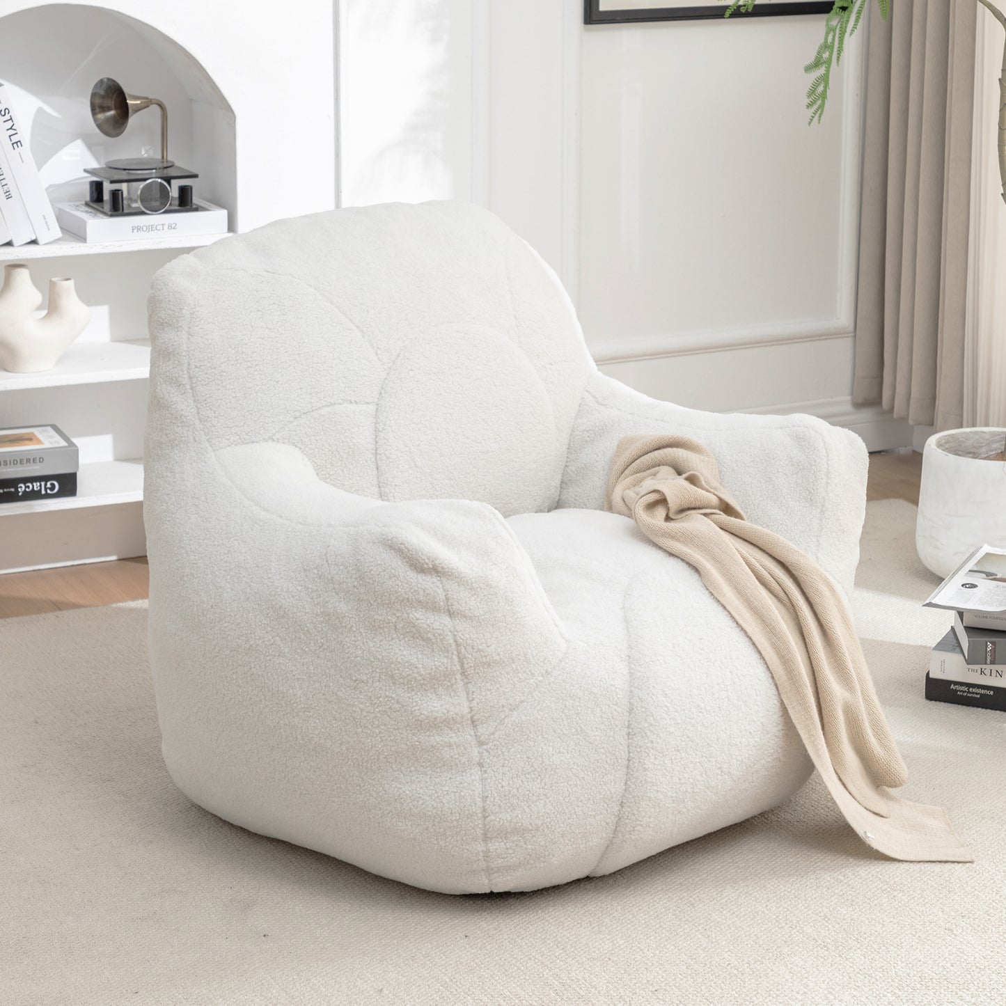 Bean Bag Chair with Filler, Bean Bag Sofa with Tufted Soft Stuffed Filling, Fluffy and Lazy Sofa, Comfy Cozy BeanBag Chairs with Memory Foam for Dorm, Apartment, Living Room