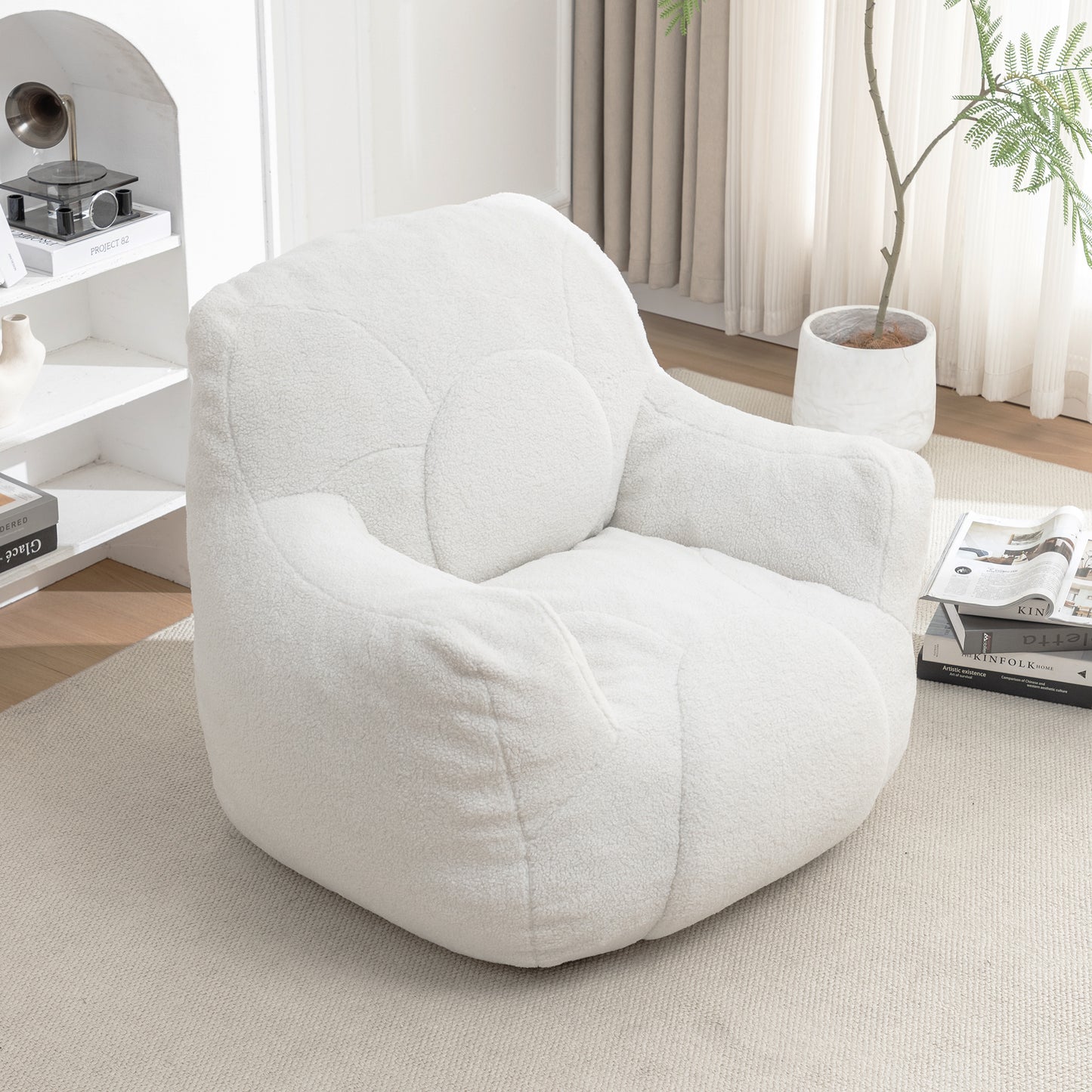 Bean Bag Chair with Filler, Bean Bag Sofa with Tufted Soft Stuffed Filling, Fluffy and Lazy Sofa, Comfy Cozy BeanBag Chairs with Memory Foam for Dorm, Apartment, Living Room
