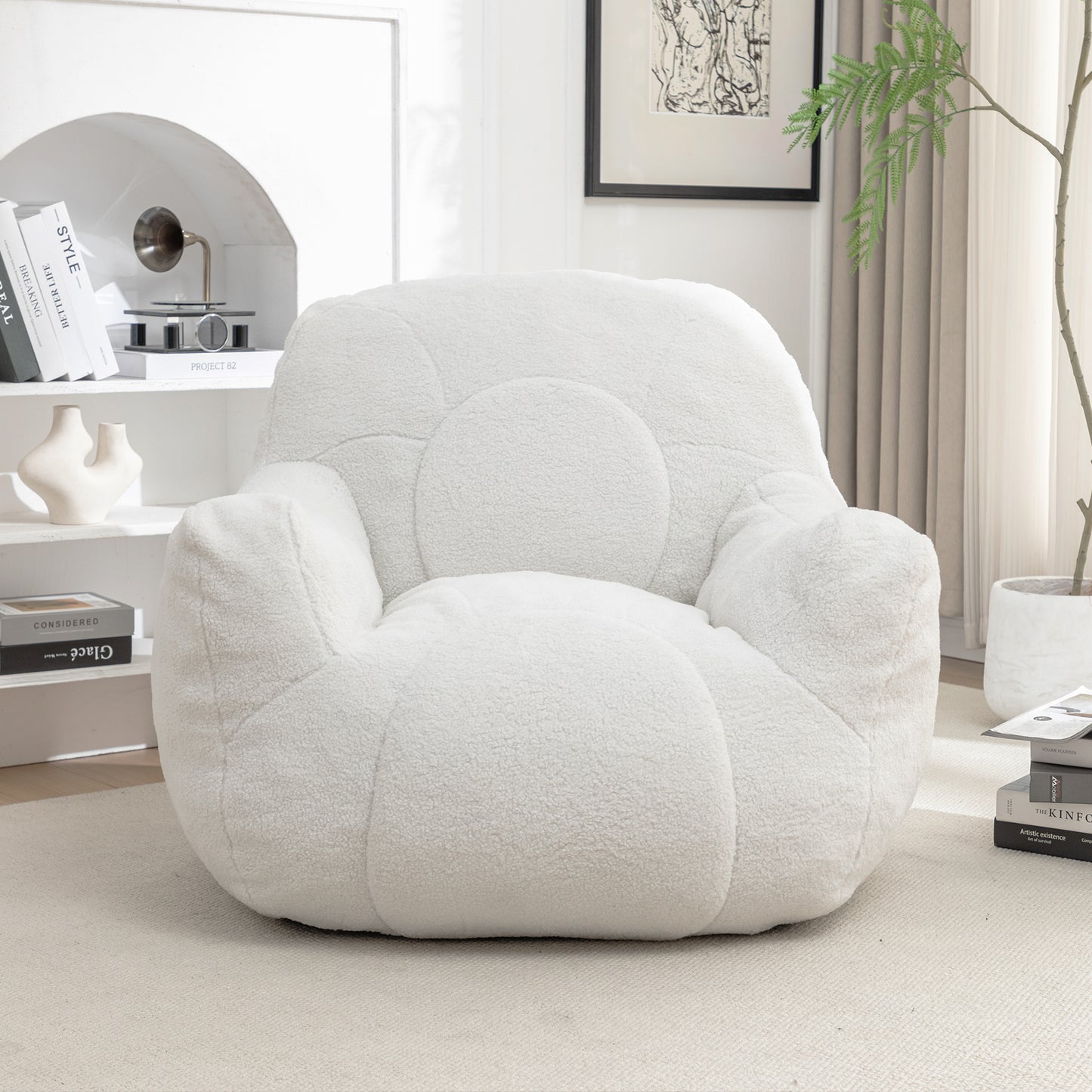 Bean Bag Chair with Filler, Bean Bag Sofa with Tufted Soft Stuffed Filling, Fluffy and Lazy Sofa, Comfy Cozy BeanBag Chairs with Memory Foam for Dorm, Apartment, Living Room