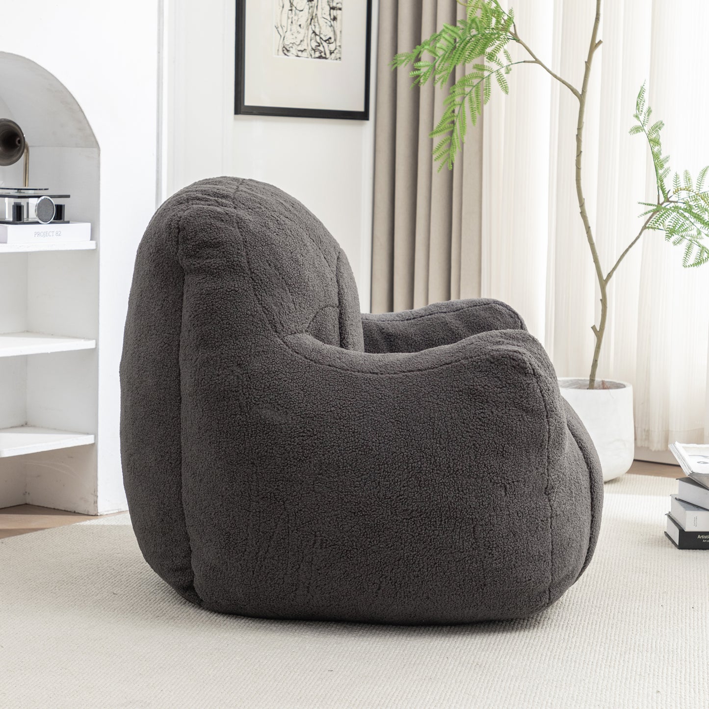 Bean Bag Chair with Filler, Bean Bag Sofa with Tufted Soft Stuffed Filling, Fluffy and Lazy Sofa, Comfy Cozy BeanBag Chairs with Memory Foam for Dorm, Apartment, Living Room
