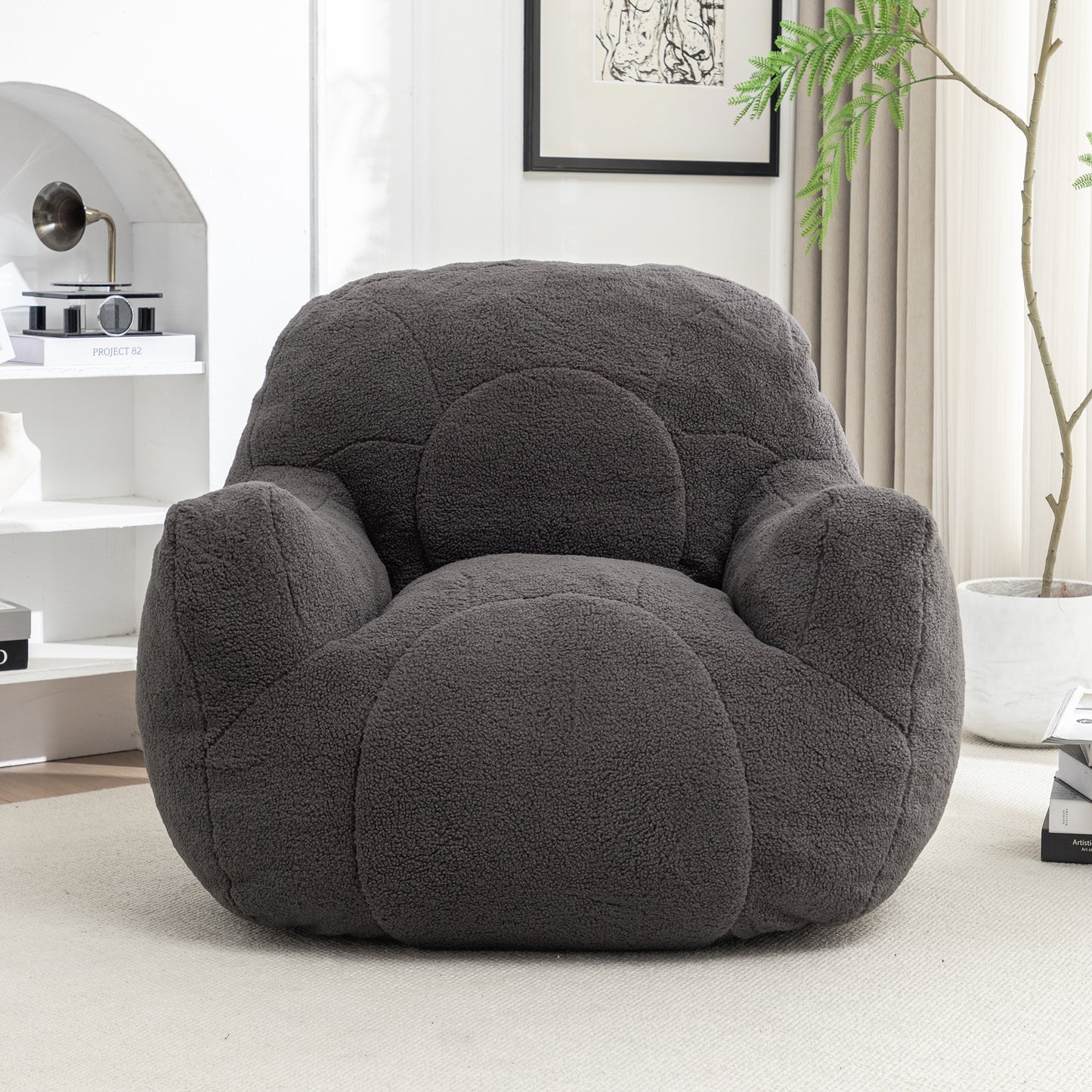 Bean Bag Chair with Filler, Bean Bag Sofa with Tufted Soft Stuffed Filling, Fluffy and Lazy Sofa, Comfy Cozy BeanBag Chairs with Memory Foam for Dorm, Apartment, Living Room