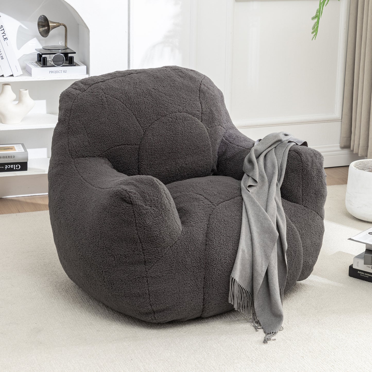 Bean Bag Chair with Filler, Bean Bag Sofa with Tufted Soft Stuffed Filling, Fluffy and Lazy Sofa, Comfy Cozy BeanBag Chairs with Memory Foam for Dorm, Apartment, Living Room