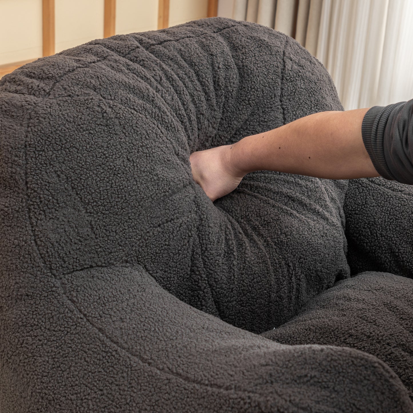 Bean Bag Chair with Filler, Bean Bag Sofa with Tufted Soft Stuffed Filling, Fluffy and Lazy Sofa, Comfy Cozy BeanBag Chairs with Memory Foam for Dorm, Apartment, Living Room