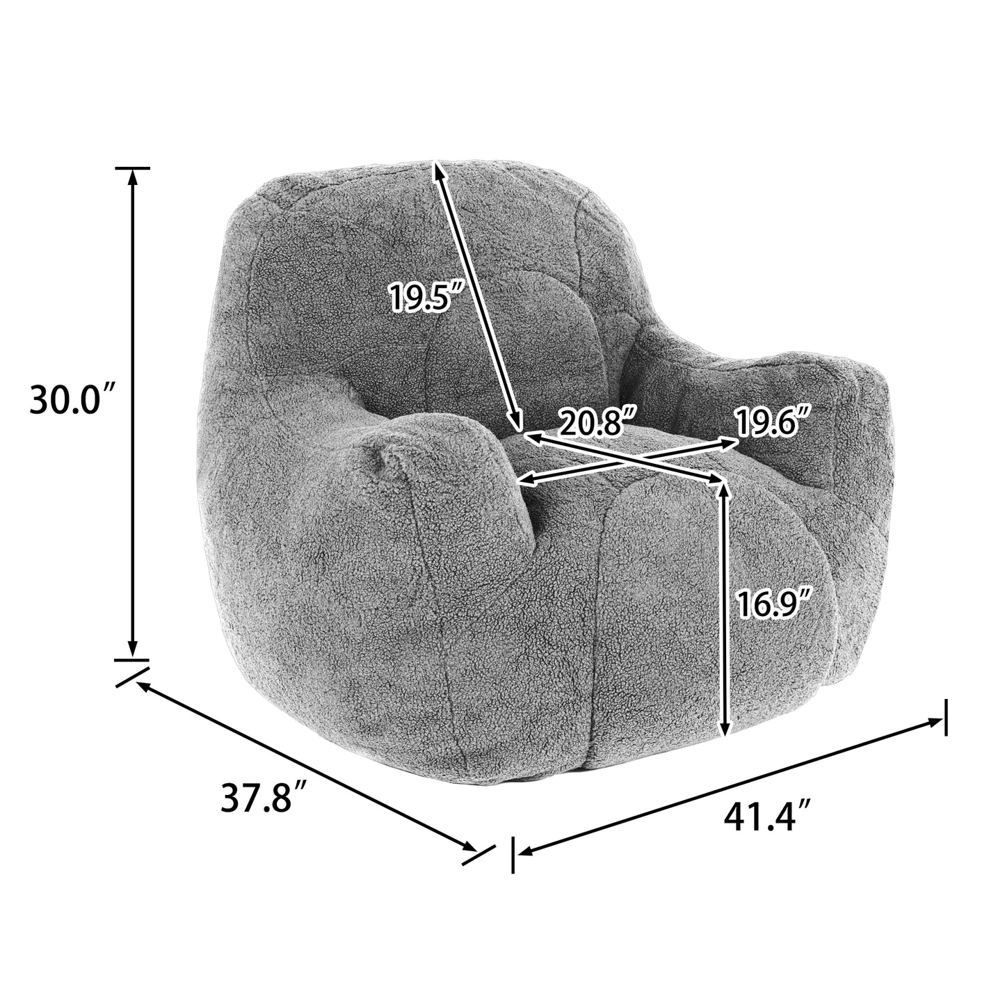 Bean Bag Chair with Filler, Bean Bag Sofa with Tufted Soft Stuffed Filling, Fluffy and Lazy Sofa, Comfy Cozy BeanBag Chairs with Memory Foam for Dorm, Apartment, Living Room