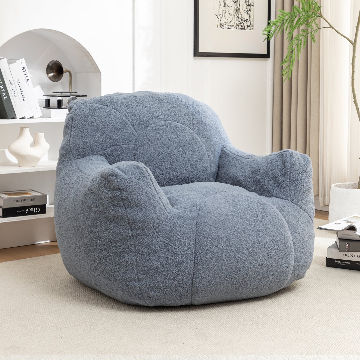 Bean Bag Chair with Filler, Bean Bag Sofa with Tufted Soft Stuffed Filling, Fluffy and Lazy Sofa, Comfy Cozy BeanBag Chairs with Memory Foam for Dorm, Apartment, Living Room