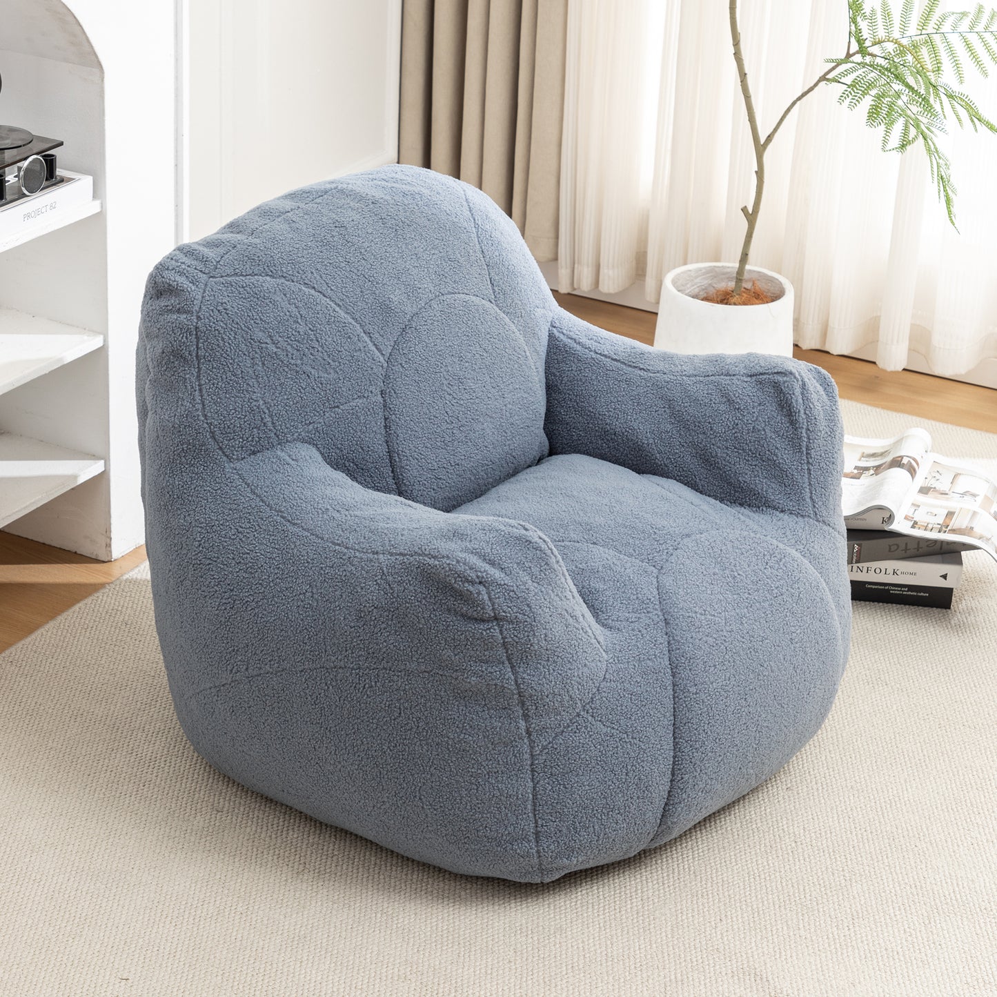 Bean Bag Chair with Filler, Bean Bag Sofa with Tufted Soft Stuffed Filling, Fluffy and Lazy Sofa, Comfy Cozy BeanBag Chairs with Memory Foam for Dorm, Apartment, Living Room