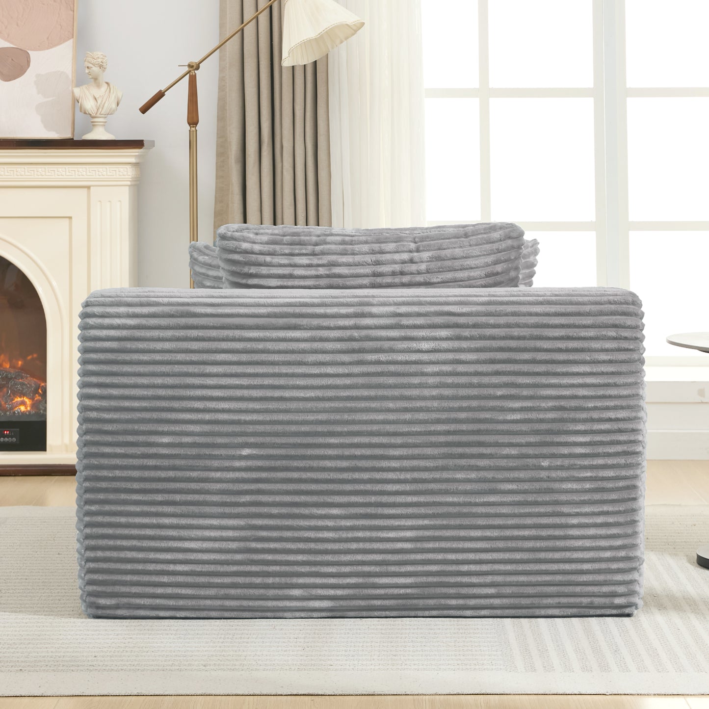 Full- compressed Chaise Lounge Sofa Bed 48.8" Upholstered Sofa Couch with Removable Pillows, Modern Sleeper Sofa for Living Room and Bedroom, Grey