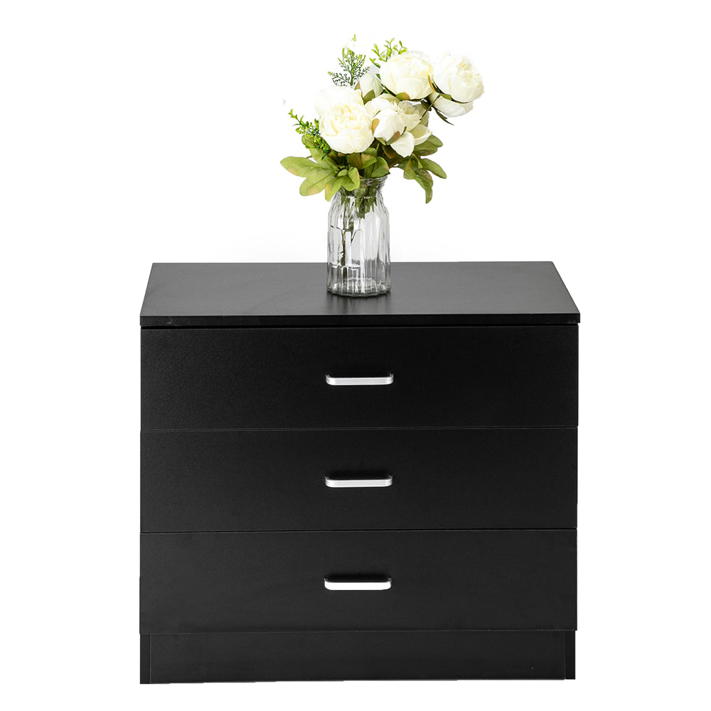 [] Modern Simple 3-Drawer Table Nightstand Dresser Black