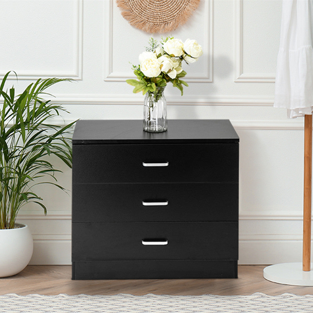[] Modern Simple 3-Drawer Table Nightstand Dresser Black