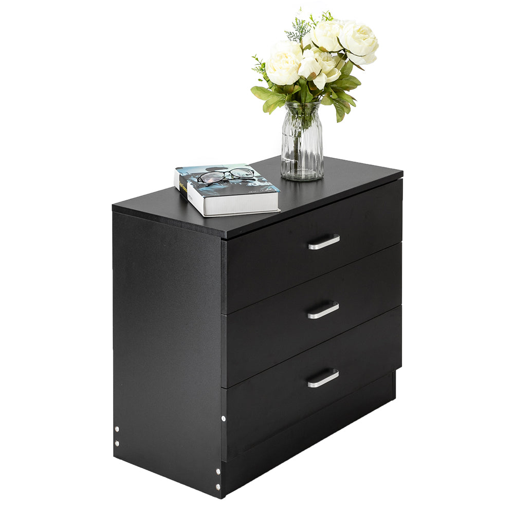 [] Modern Simple 3-Drawer Table Nightstand Dresser Black