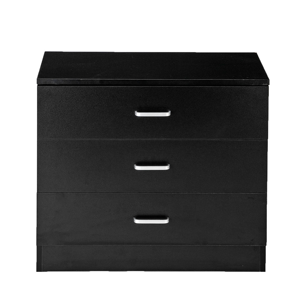 [] Modern Simple 3-Drawer Table Nightstand Dresser Black