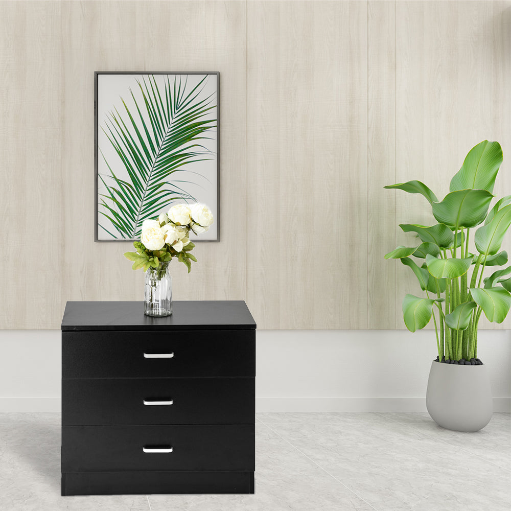 [] Modern Simple 3-Drawer Table Nightstand Dresser Black