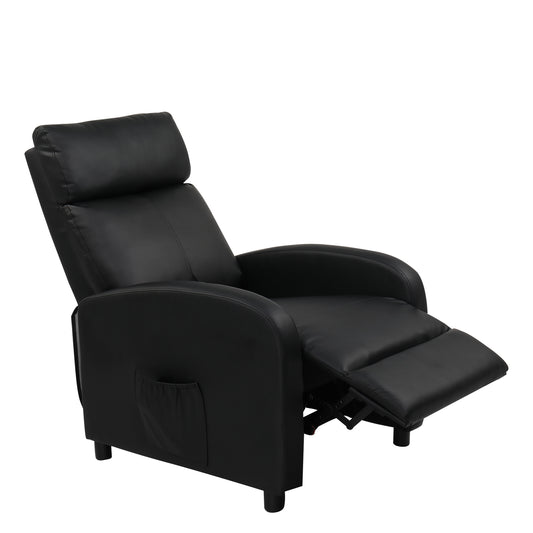 Electric Recliner with Massage and Heat, PU Leather Recliner Chair Sofa for Living Room Home Theater, Black