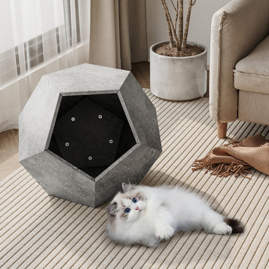 25.98"Modern Pet Furniture Cat Carrier  Side Table, Sofa Side Table, Planter MDF Multifunctional Furniture, Cement Gray